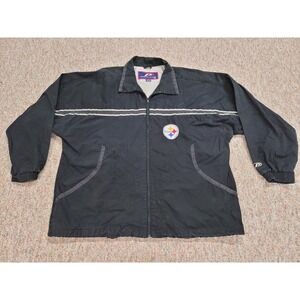 Pittsburgh Steelers Jacket Mens XL Black Pro Player Full Zip NFL Football Sports